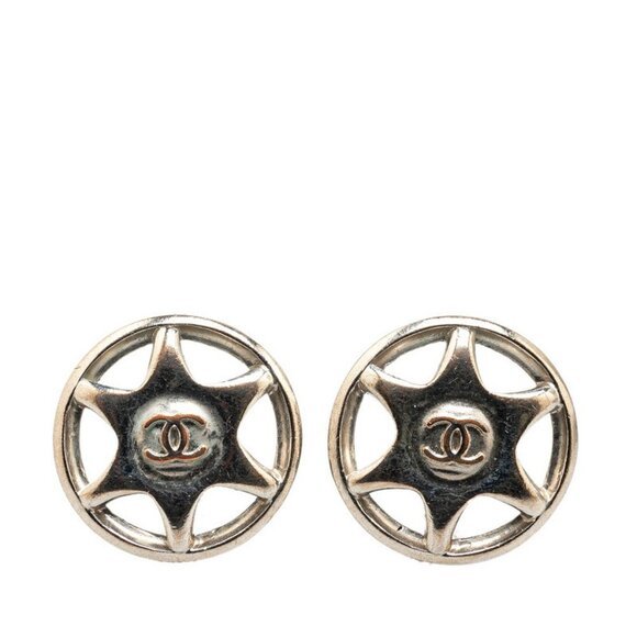 CHANEL Silver Coco Mark Earrings - Picture 1 of 3
